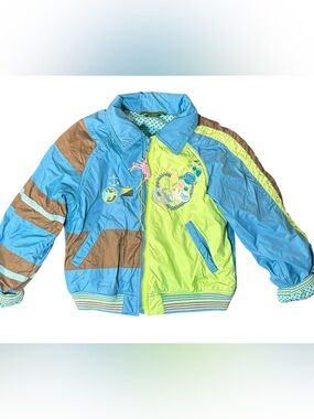 Oilily Girls Embroidered Windbreaker Jacket Pirate Theme Colorblock